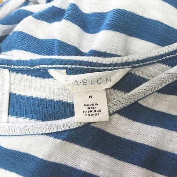 Nordstrom Caslon Top Tank Stripe Keyhole Back Cotton Shirt Blouse Tunic NWOT - Picture 7 of 10